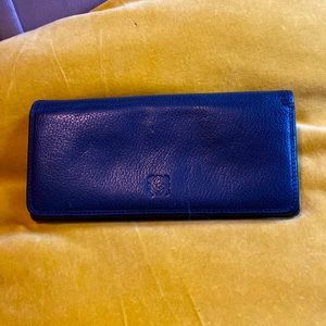 Authentic Loewe black leather wallet with gold hardware